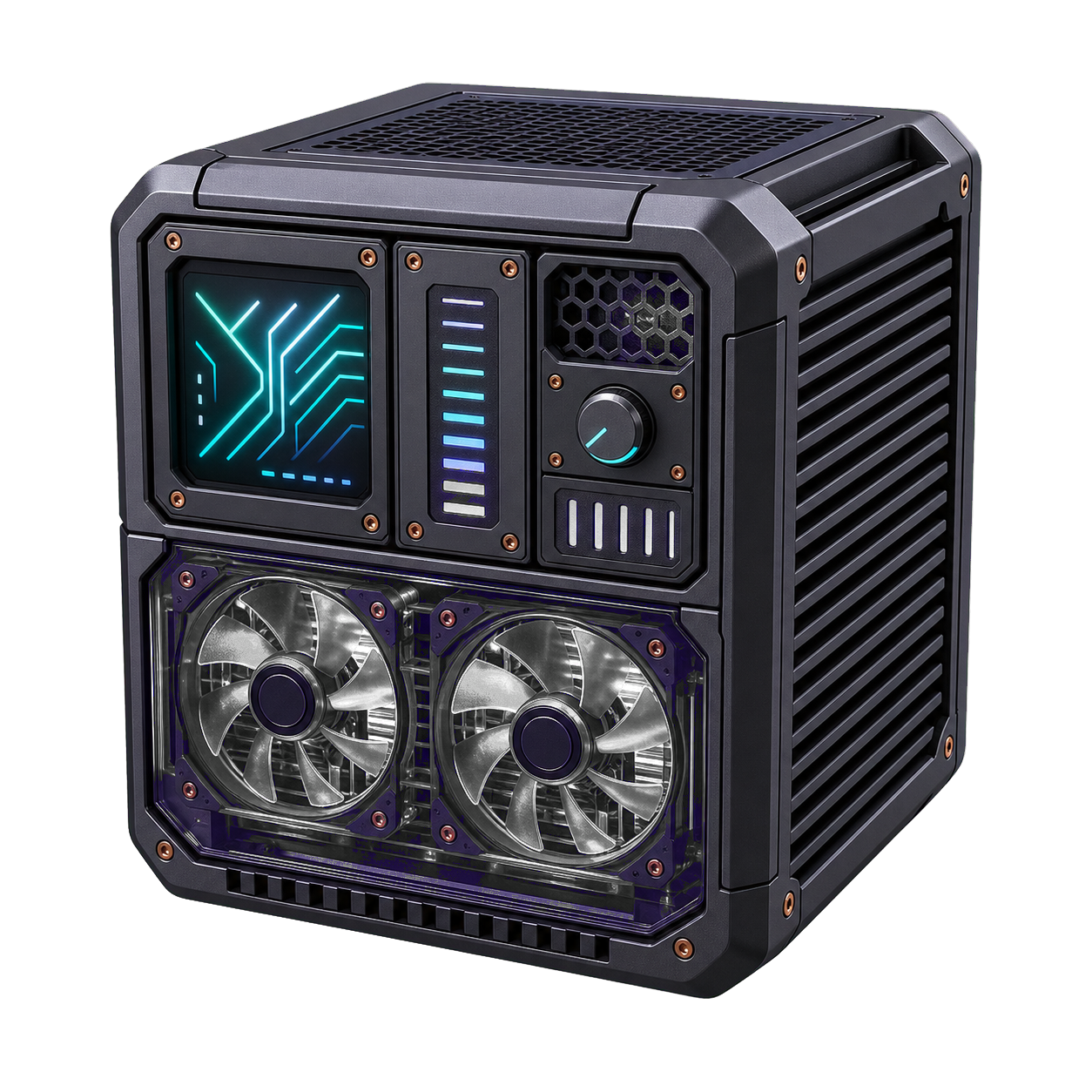 Futuristic mining block representing GoMining Mining Wars